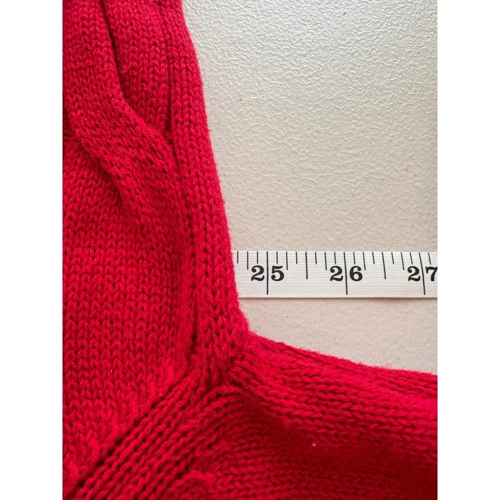 Chaps Red Cable Knit Cotton Sweater Mens XXL Mock Neck Button Pullover